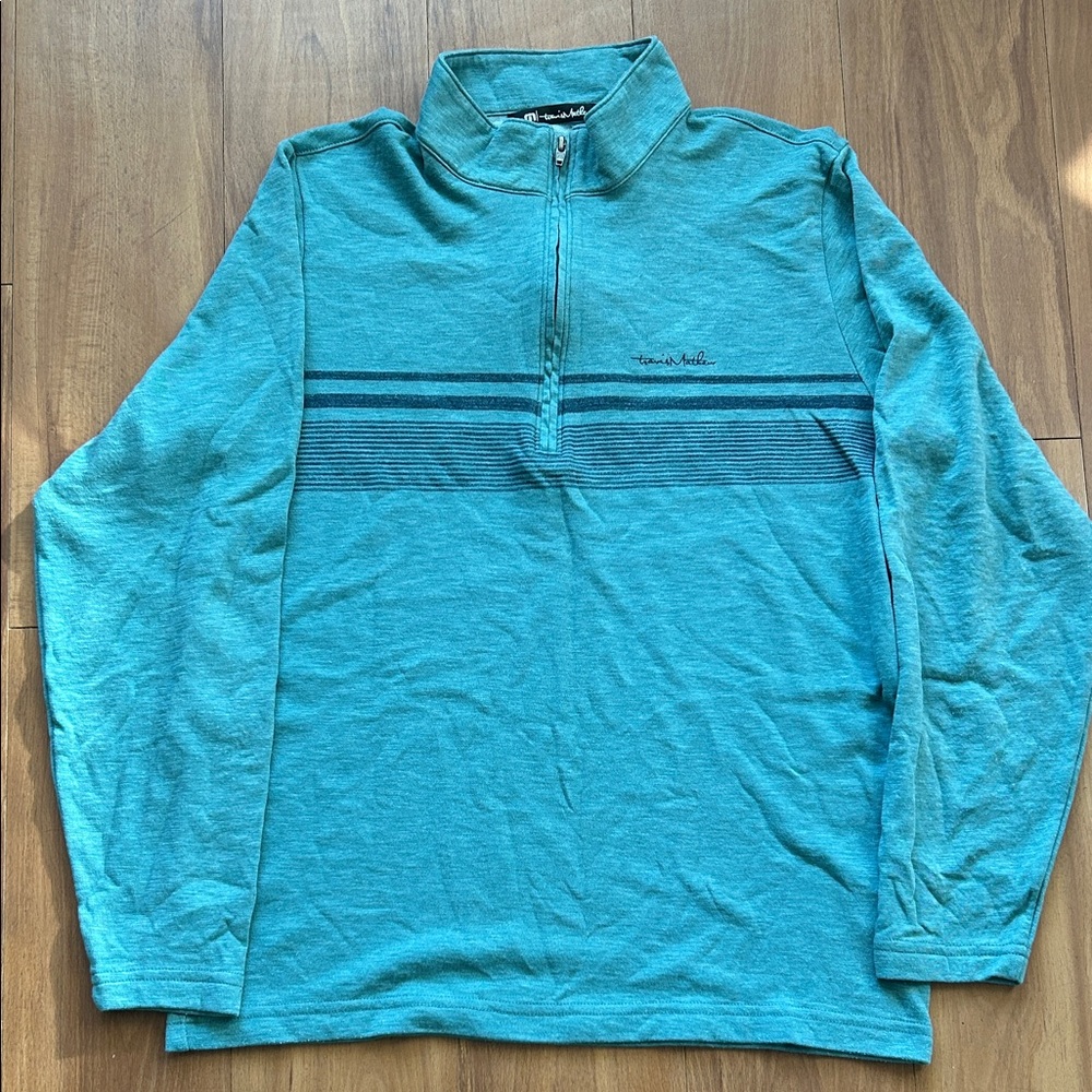 Travis Mathew Teal Quarter Zip Pullover Medium